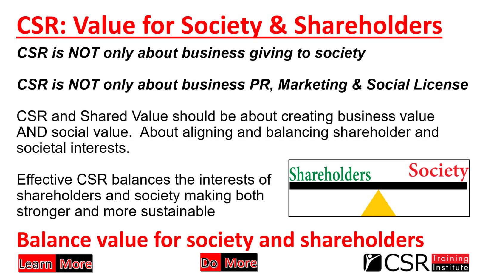 CSR: Value for society and shareholders